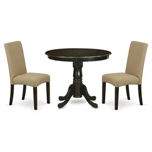 Pemberly Row 3-Piece Dining Set with Round Table in Cappuccino