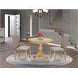 Pemberly Row 3-Piece Oak Wood Dining Set with Dark Khaki Chairs