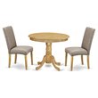 Pemberly Row 3-Piece Oak Wood Dining Set with Dark Khaki Chairs