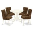 Pemberly Row 5-Piece Wood Dining Set in Linen White and Dark Coffee Finish