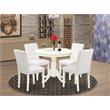 Pemberly Row 5-Piece Wood Dining Set with Faux Leather Seats in White Finish