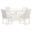 Pemberly Row 5-Piece Wood Dining Set with Faux Leather Seats in White Finish