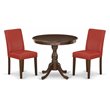 Pemberly Row 3-Piece Wood Dining Set with Red PU Leather Chairs in Mahogany