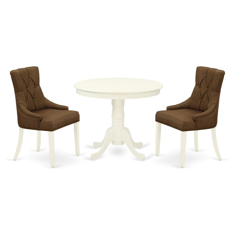 Pemberly Row 3-Piece Wooden Dinette Set in Linen White Finish