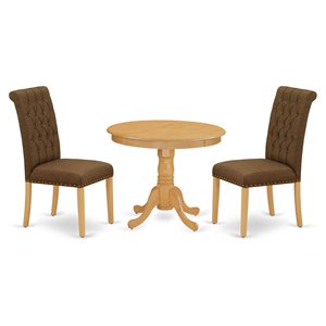 Pemberly Row 3-Piece Wood Dining Set in Oak and Dark Coffee Finish