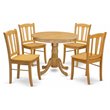 Pemberly Row 5-Piece Wooden Dining Set with Round Pedestal Table in Oak