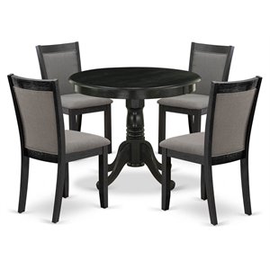 pemberly row 5-piece acacia dining set in gotham gray and black finish