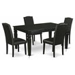 Pemberly Row 5-Piece Wood Kitchen Table Set with Black Finish and PU Leather