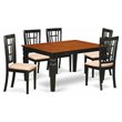 Pemberly Row 7-Piece Dining Room Set with Linen Seats in Black and Cherry Finish