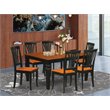 Pemberly Row 7-Piece Dining Set with Wood Seats in Black and Cherry Finish