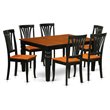 Pemberly Row 7-Piece Dining Set with Wood Seats in Black and Cherry Finish