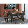 Pemberly Row 7-Piece Wood Dining Table Set in Black with Faux Leather Seats