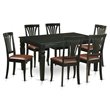 Pemberly Row 7-Piece Wood Dining Table Set in Black with Faux Leather Seats