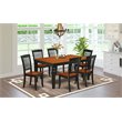Pemberly Row 7-Piece Dining Set with Wood Chairs in Black/Cherry Finish
