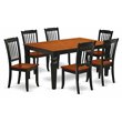Pemberly Row 7-Piece Dining Set with Wood Chairs in Black/Cherry Finish