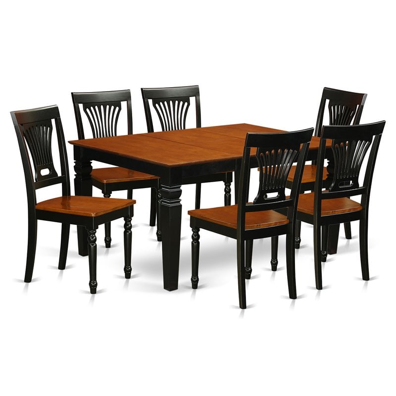 Pemberly Row 7-Piece Wood Dining Room Set in Black and Cherry Finish