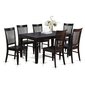 Pemberly Row 7-Piece Rectangular Wood Dining Set in Black and Cherry