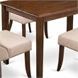 Pemberly Row 5 Piece Dining Table Set in Walnut Finish with Linen Chairs