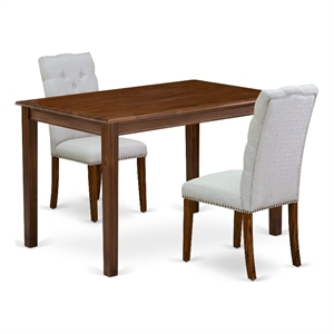Pemberly Row 3 Piece Dinette Set in Walnut Finish with Linen Chairs