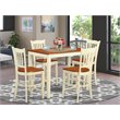 Pemberly Row 5-Piece Rubberwood Dining Set in Buttermilk and Cherry