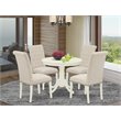 Pemberly Row 5-Piece Wood Dining Set with Upholstered Parson Chairs in White