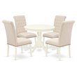Pemberly Row 5-Piece Wood Dining Set with Upholstered Parson Chairs in White