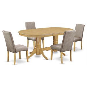 Pemberly Row 5-Piece Dining Set with Self-Storing Butterfly Leaf in Oak