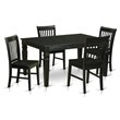 Pemberly Row 5-Piece Wood Dining Set with Extension Leaf in Black Finish