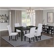 Pemberly Row 7-Piece Wooden Dining Set in Black and Grayish Blue