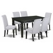 Pemberly Row 7-Piece Wooden Dining Set in Black and Grayish Blue
