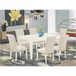 Pemberly Row 7-Piece Wooden Dining Set in Linen White and Light Beige