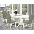 Pemberly Row 5-Piece Dining Set with Self-Storing Leaf in White and Shitake