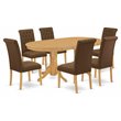 Pemberly Row 7-Piece Oval Dining Set with Rubber Wood in Oak and Dark Coffee