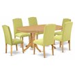 Pemberly Row 7-Piece Wood Dining Set with Oak Finish and Limelight Chairs