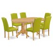 Pemberly Row 7-Piece Wood Dining Set with Oak Finish and Autumn Green Chairs