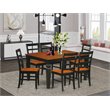 Pemberly Row 7-Piece Kitchen Table and Chair Set in Black and Cherry Wood Finish