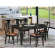 Pemberly Row 5-Piece Wood Dining Set with Leather Chairs in Black Finish