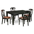 Pemberly Row 5-Piece Wood Dining Set with Leather Chairs in Black Finish