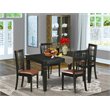 Pemberly Row 5-Piece Wood Dining Set with Butterfly Leaf in Black Finish