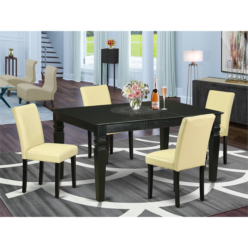 Pemberly Row 5-Piece Wood Dining Set in Black and Eggnog