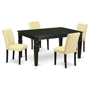 pemberly row 5-piece wood dining set in black and eggnog