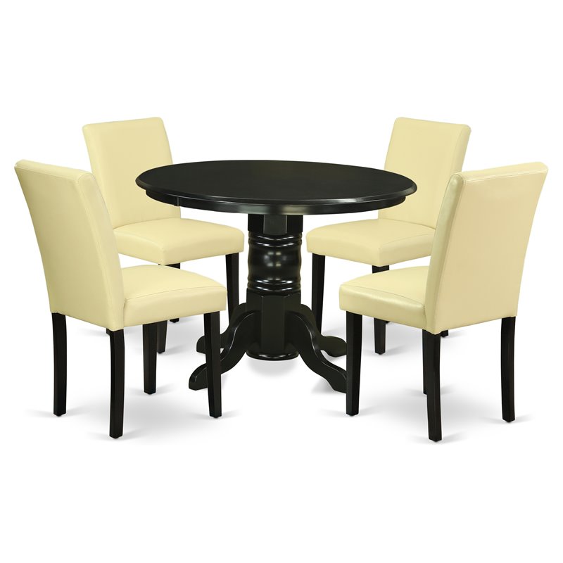 Pemberly Row 5-Piece Wood Dining Set in Black and Eggnog Finish