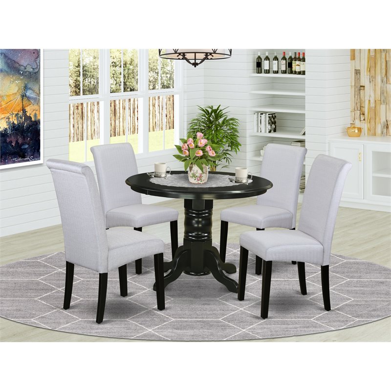 Pemberly Row 5-Piece Wood Dining Set in Black and Grayish Blue Finish