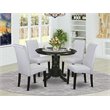 Pemberly Row 5-Piece Wood Dining Set in Black and Grayish Blue Finish