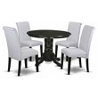 Pemberly Row 5-Piece Wood Dining Set in Black and Grayish Blue Finish