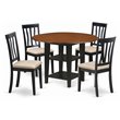 Pemberly Row 5-Piece Wood Dining Set with Cushioned Seats in Black & Cherry