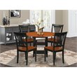 Pemberly Row 5-Piece Round Wood Dining Set with Slat Back in Black and Cherry