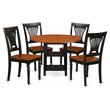 Pemberly Row 5-Piece Round Wood Dining Set with Slat Back in Black and Cherry