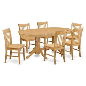 Pemberly Row 7-Piece Dining Set with Oval Table and Chairs in Oak