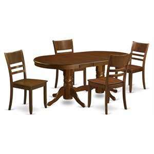 Pemberly Row 5-Piece Wood Dining Set in Espresso